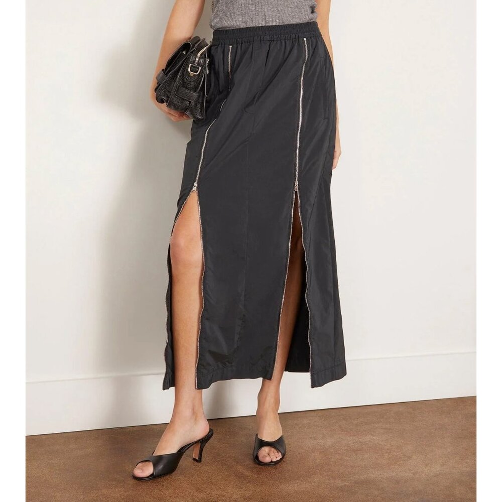 Nylon Zipper Maxi Skirt by Tibi NWT Black